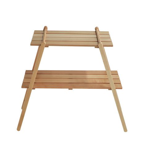 Multifunctional camping solid wood folding rack