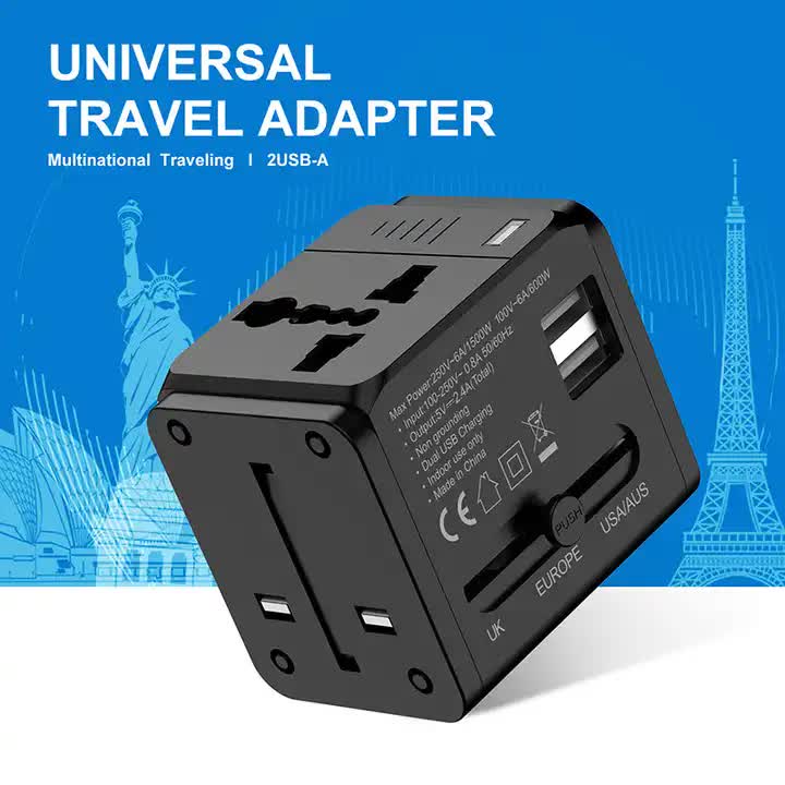 Dual USB Global Travel Adapter with 2.4A Current â€“ Universal Plug So