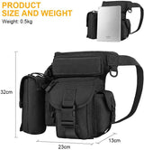 Black Outdoor Tactical Military Leg Bag - Durable Multi-Pocket Utility Waist Pack