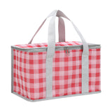 2PCS Red Insulated Picnic Lunch Bag with Checkered Design, Thermal Storage for Hot and Cold Items