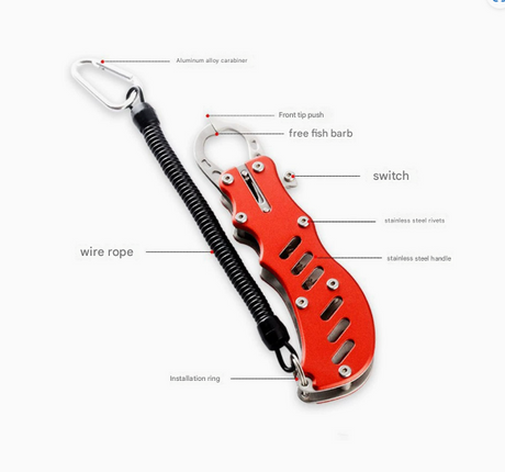 2 PCS Red Multi-Function Lip Grip Fishing Hook Remover Tool - Durable, Lightweight, and Compact