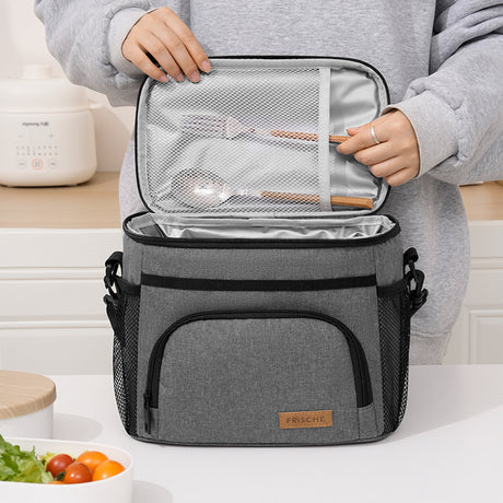 Blue Insulated Lunch Bag Cooler Tote - 9L Leakproof Thermal Lunch Box with Shoulder Strap & Pockets for Work, Picnic, Travel