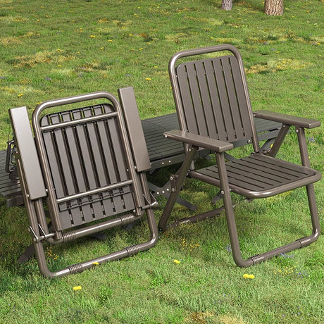 Coffee Portable Folding Chair - Outdoor Beach and Camping Recliner