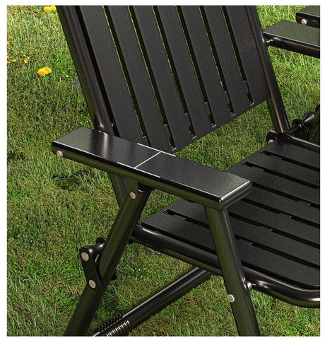 Black Portable Folding Chair - Outdoor Beach and Camping Recliner