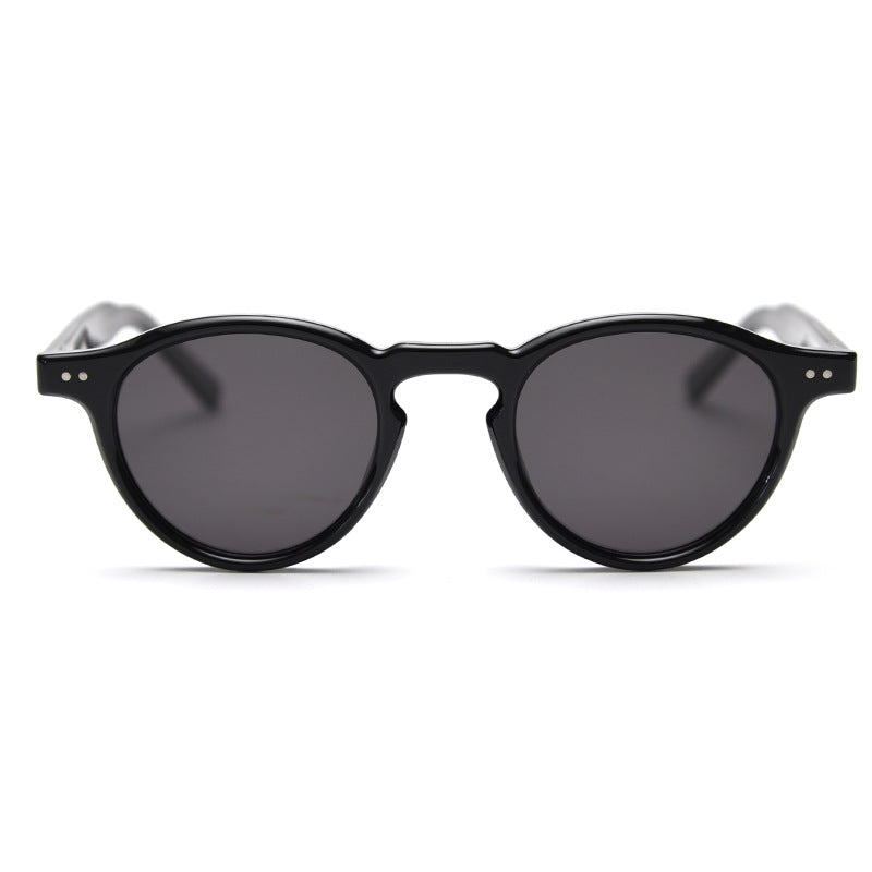 Transparent Color Retro Round Polarized Sunglasses - Black Frame - Fashion UV Protection