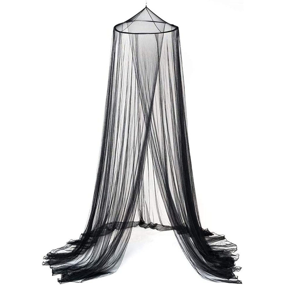 Black Hanging Princess Bed Canopy Mosquito Net - Dome Bedding for Dorm Rooms & Bedrooms (Fits 1.5m-1.8m Beds)