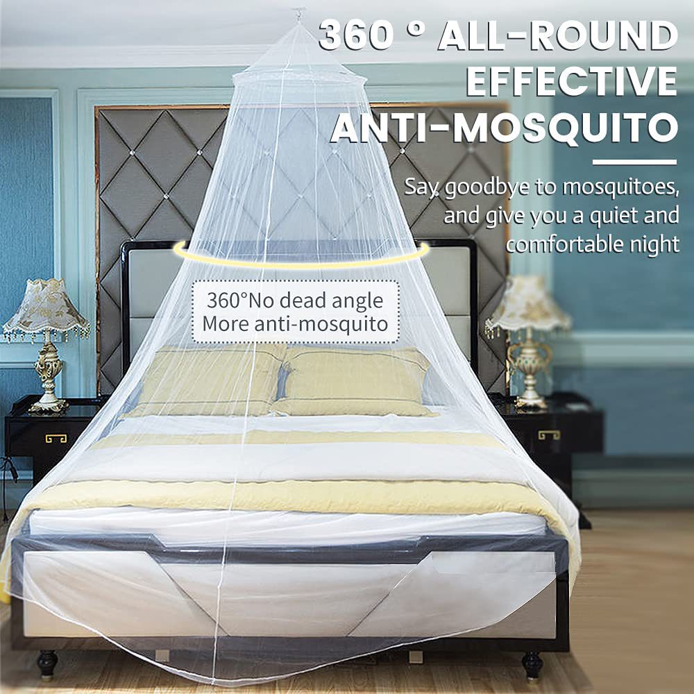 Black Hanging Princess Bed Canopy Mosquito Net - Dome Bedding for Dorm Rooms & Bedrooms (Fits 1.5m-1.8m Beds)