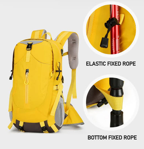 Yellow Lightweight 30L Hiking Backpack - Water-Resistant Outdoor Daypack for Trekking & Travel