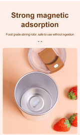 Light Blue 316 Stainless Steel Rechargeable Electric Self-Stirring Mug - 420ml Automatic Mixing Cup with Magnetic Rotor