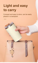 Light Blue 316 Stainless Steel Rechargeable Electric Self-Stirring Mug - 420ml Automatic Mixing Cup with Magnetic Rotor