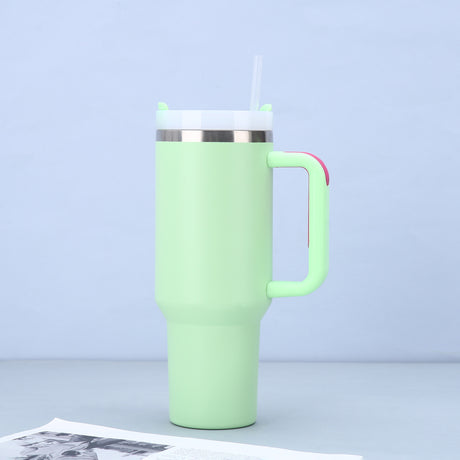 Chartreuse 40oz Stainless Steel Tumbler with Handle & Straw - Large Capacity Insulated Travel Mug