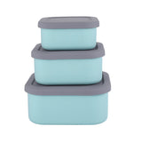 Blue 3-Piece Stackable Silicone Food Storage Container Set - Microwave Safe Lunch Boxes (300/700/1300ml)