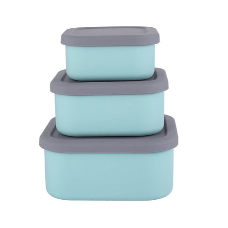 Blue 3-Piece Stackable Silicone Food Storage Container Set - Microwave Safe Lunch Boxes (300/700/1300ml)