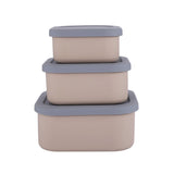 Brown 3-Piece Stackable Silicone Food Storage Container Set - Microwave Safe Lunch Boxes (300/700/1300ml)