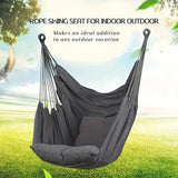 Colorful Striped Hammock Chair with Ropes and Storage Bag - White