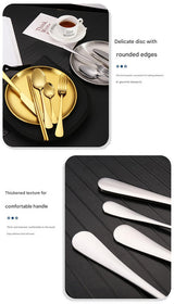 6-Piece Portable Stainless Steel Cutlery Set with Plate and Bag - Gold, Great for Camping and Travel (Steak Knife)