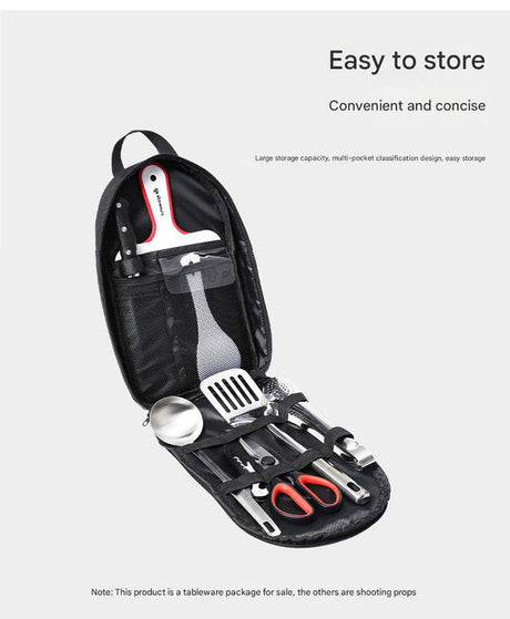 Portable Kitchen Utensil Storage Bag - Lightweight Organizer for Camping and Outdoor Cooking, Gray