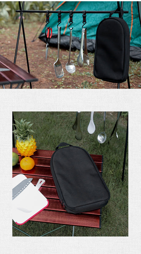 Portable Kitchen Utensil Storage Bag - Lightweight Organizer for Camping and Outdoor Cooking, Khaki