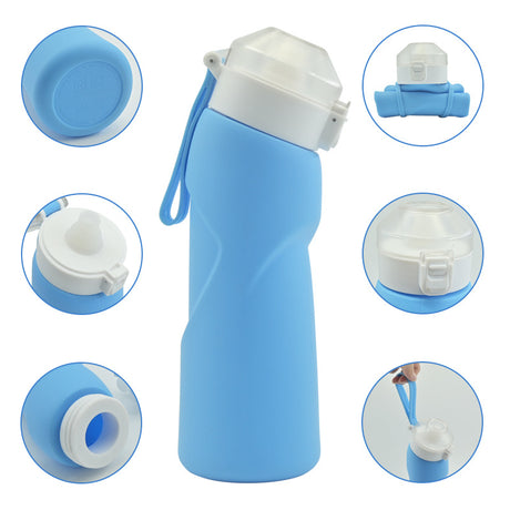Gray Collapsible Silicone Water Bottle - Portable Large Capacity Outdoor Hiking Flask
