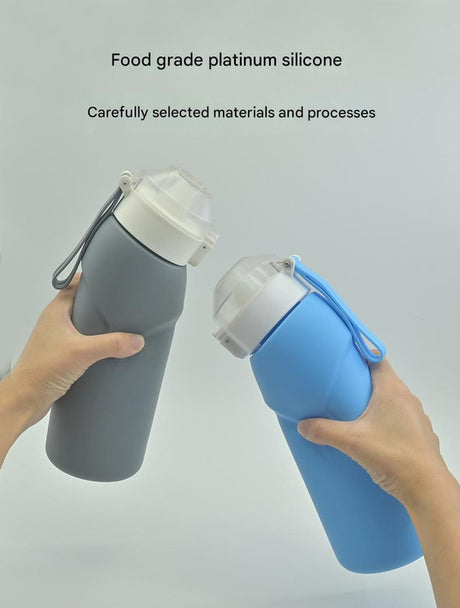 Orange Collapsible Silicone Water Bottle - Portable Large Capacity Outdoor Hiking Flask