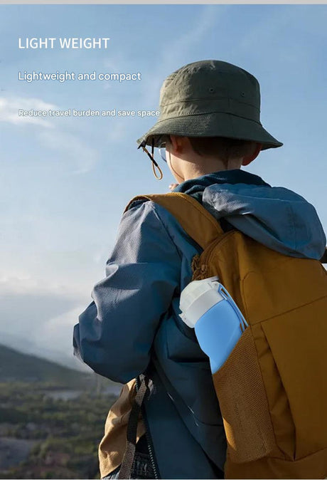 Orange Collapsible Silicone Water Bottle - Portable Large Capacity Outdoor Hiking Flask