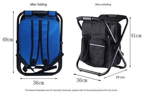 Green Insulated Cooler Backpack Chair - Foldable Stool for Picnics & BBQ