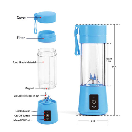 Red Portable Blender USB Rechargeable - Personal Size Smoothie Maker On The Go