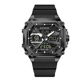 Black Men's Dual Display Watch - Dual Time Digital Analog Waterproof Sports Watch