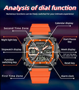 Blue Men's Dual Display Watch - Dual Time Digital Analog Waterproof Sports Watch
