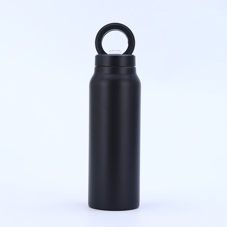 Stainless Steel Insulated Water Bottle with Integrated Magnetic Phone Stand - Black (24oz)