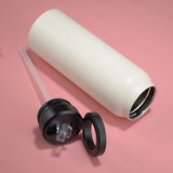 Stainless Steel Insulated Water Bottle with Integrated Magnetic Phone Stand - Beige (32oz)