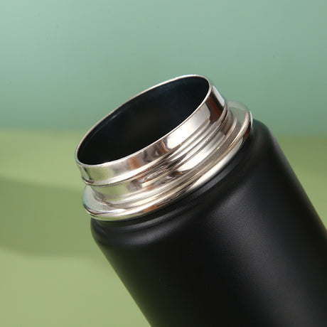 Black Portable Travel Thermos Bottle - Leakproof Stainless Steel Flask with Carry Handle (25oz - 750ml)