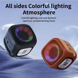 Orange And Black T&G Portable Cube Bluetooth Speaker - RGB Lights, FM Radio, Multi-Input Sound System