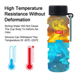 Blue and Black Collapsible Silicone Water Bottle - 510ml Portable Food-Grade Travel & Sports Drink Flask