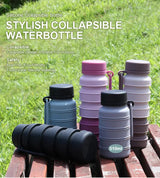 Pink Collapsible Silicone Water Bottle - 510ml Portable Food-Grade Travel & Sports Drink Flask