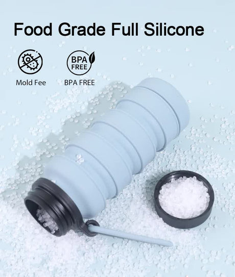 Pink Collapsible Silicone Water Bottle - 510ml Portable Food-Grade Travel & Sports Drink Flask