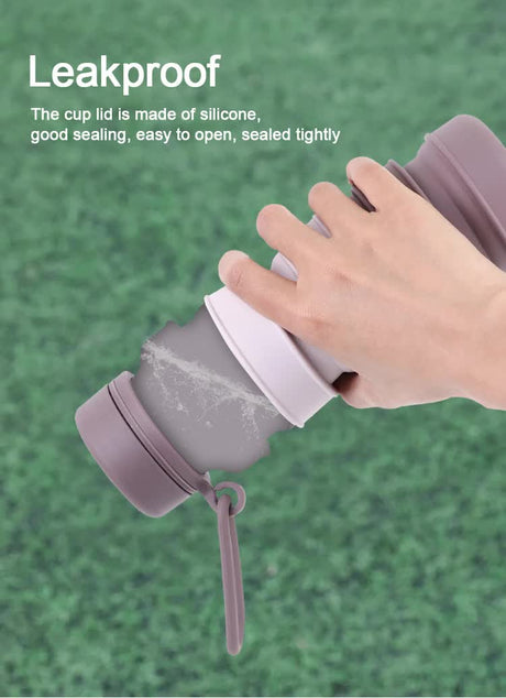 Pink Collapsible Silicone Water Bottle - 510ml Portable Food-Grade Travel & Sports Drink Flask