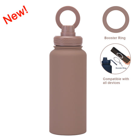 Brow 1L Stainless Steel Water Bottle with Magnetic Phone Holder Lid - Portable Hydration & Hands-Free Stand
