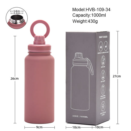 Brow 1L Stainless Steel Water Bottle with Magnetic Phone Holder Lid - Portable Hydration & Hands-Free Stand