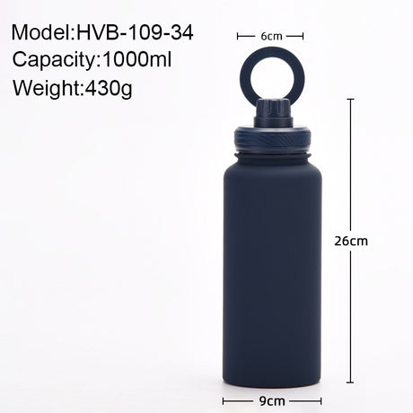 Light Pink 1L Stainless Steel Water Bottle with Magnetic Phone Holder Lid - Portable Hydration & Hands-Free Stand