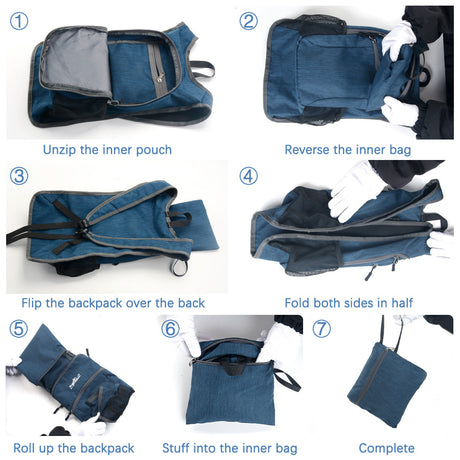 Black Ultra Lightweight Packable Backpack - Foldable Daypack for Hiking & Travel