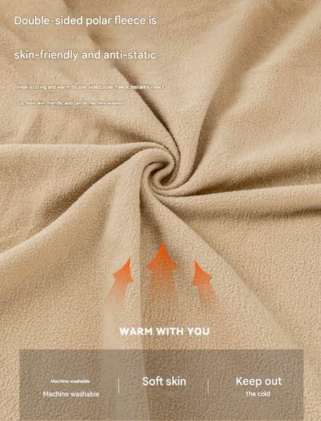 Khaki Cozy 4-in-1 Wearable Fleece Poncho Sleeping Bag - Multifunctional Camping Blanket with Detachable Hood