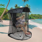 Portable Outdoor Chair Cover with Mosquito Net & Sun Canopy - UV & Water-Resistant Shelter for Camping & Fishing(black 155*125*205CM)(not including stand)
