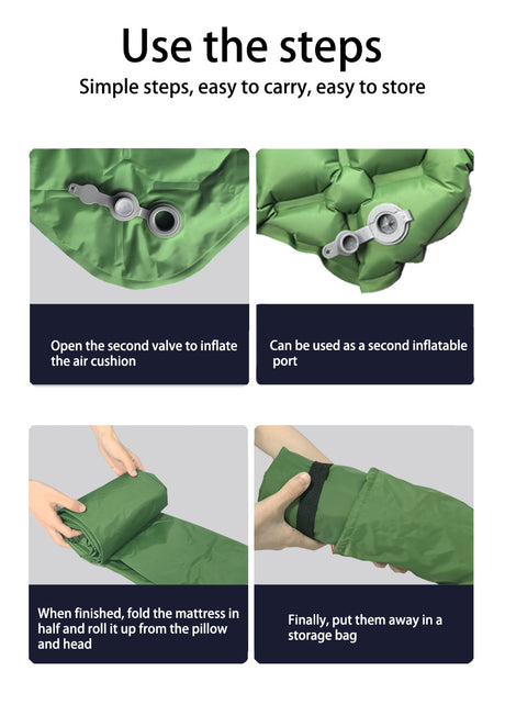 2pc Ultralight Inflatable Camping Sleeping Mat with Integrated Pillow - Waterproof 40D Nylon TPU(Orange)