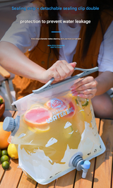 1 Piece Grey 8L Foldable Water Bag - Large Capacity Portable Water Carrier with Spigot for Camping & Outdoors