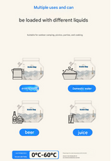 2 Pcs Grey 8L Foldable Water Bag - Large Capacity Portable Water Carrier with Spigot for Camping & Outdoors