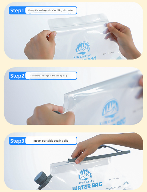 2 Pcs Grey 8L Foldable Water Bag - Large Capacity Portable Water Carrier with Spigot for Camping & Outdoors