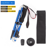 Long Blue Ultralight Foldable Hiking Pole - Adjustable Aluminium Trekking Stick with EVA Grip for Outdoor Walking & Climbing