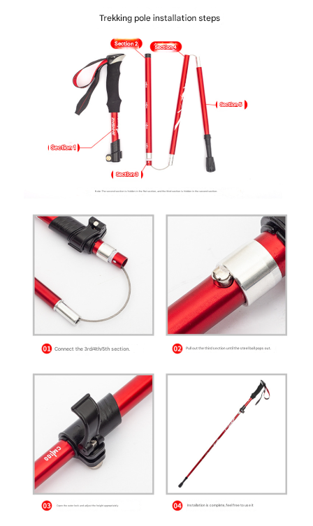 Long Blue Ultralight Foldable Hiking Pole - Adjustable Aluminium Trekking Stick with EVA Grip for Outdoor Walking & Climbing