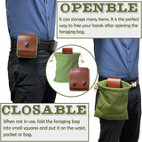 Black Collapsible Canvas Foraging Pouch - Hands-Free Belt Bag for Hiking & Camping Activities
